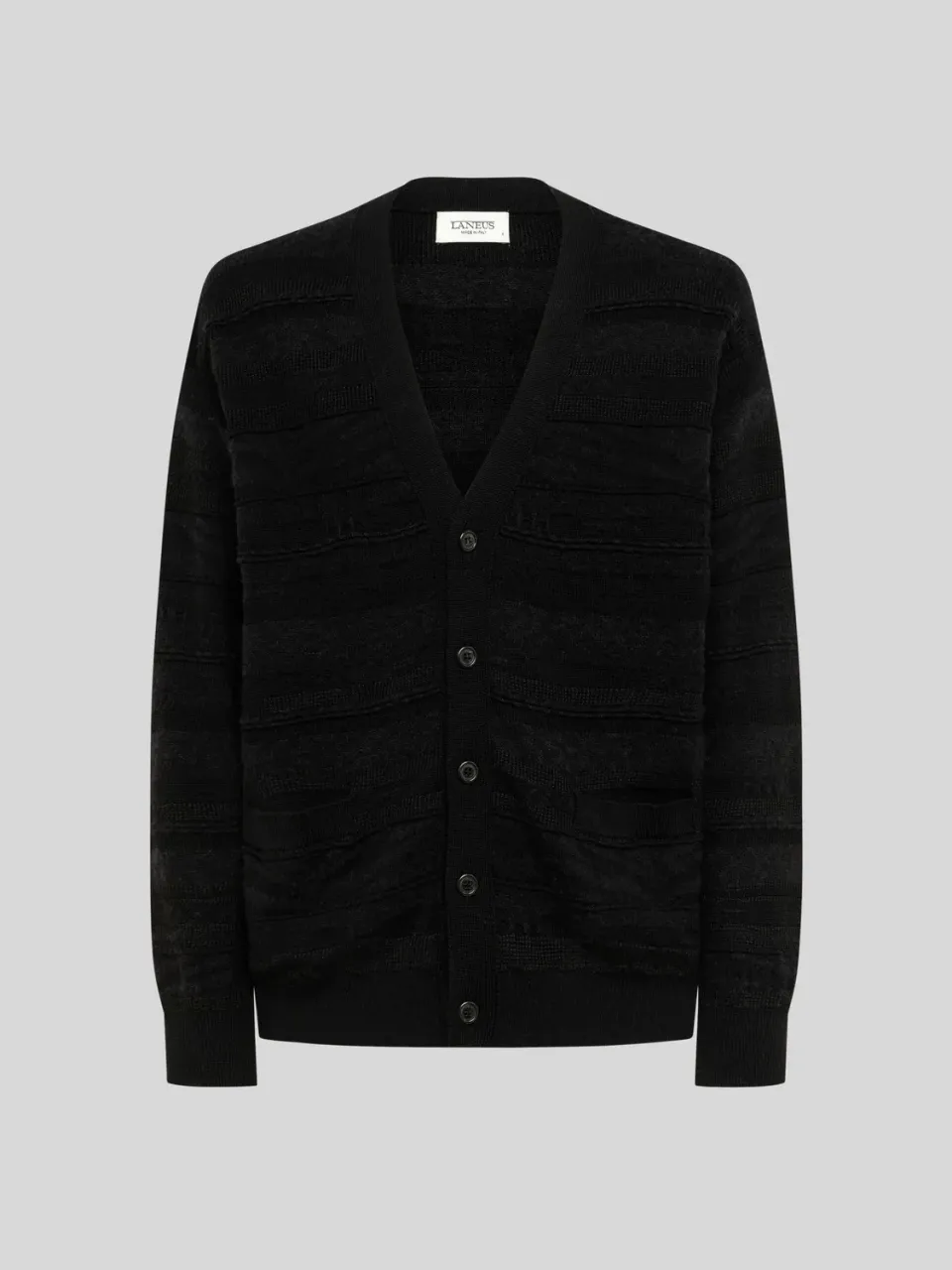 Laneus Jacquard cardigan sort cashmere