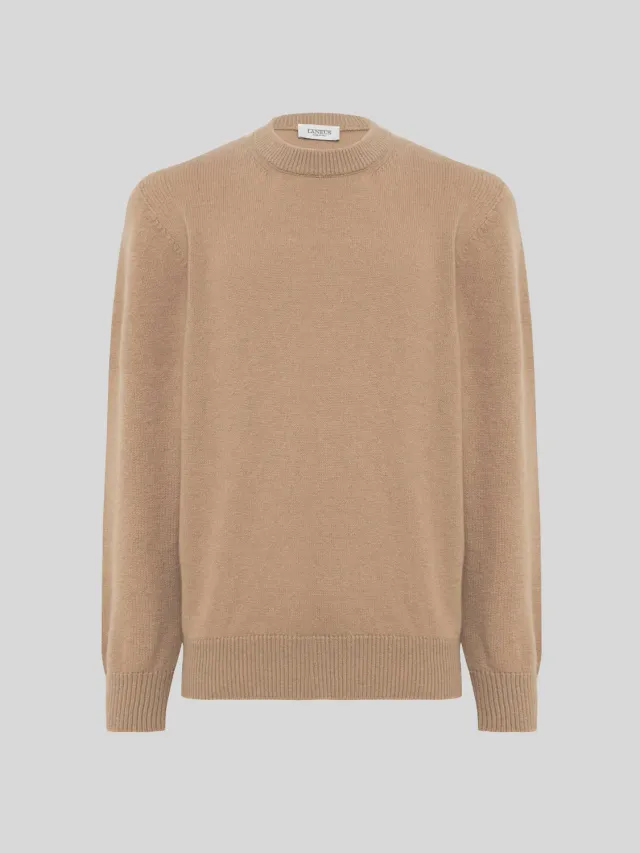Laneus sweater uld cashmere camel herre