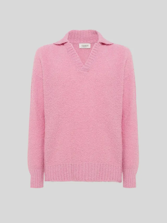 Laneus Boxy polo polotrøje pink uld
