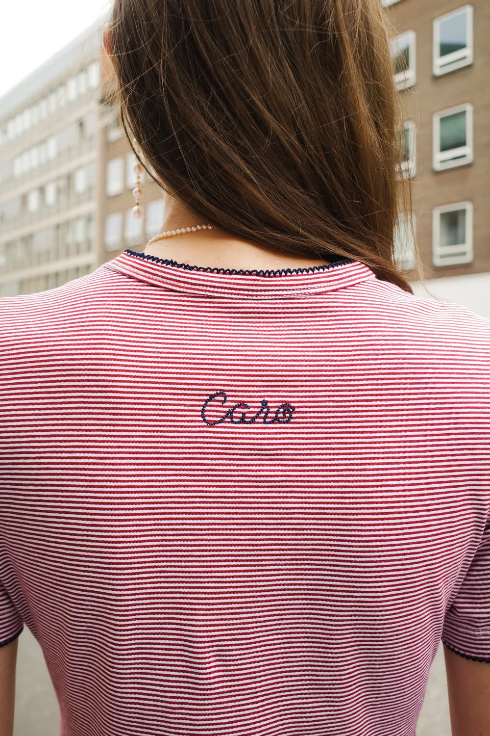 Caro Editions Jersey T-shirt kjole rød stribet