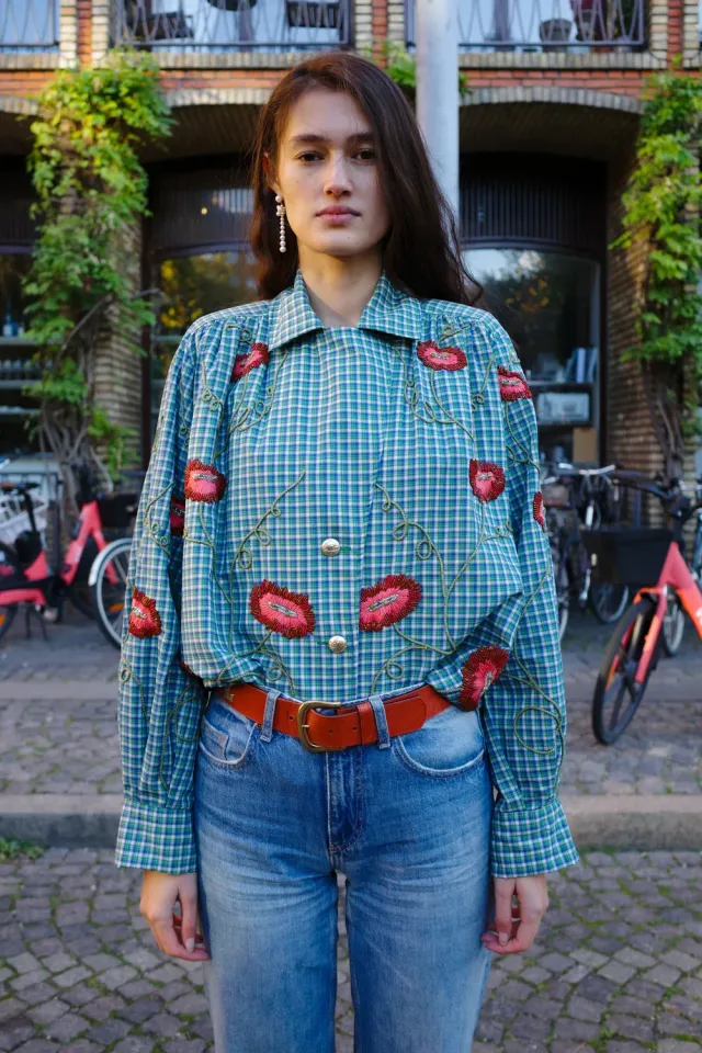 Caro Editions Bonsai Shirt skjorte broderi blomst S L