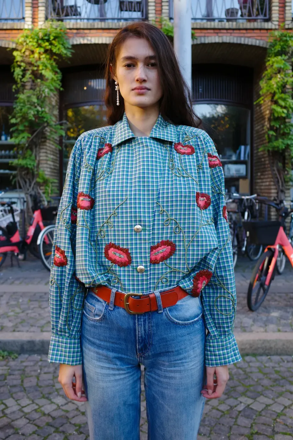 Caro Editions Bonsai Shirt skjorte broderi blomst S L