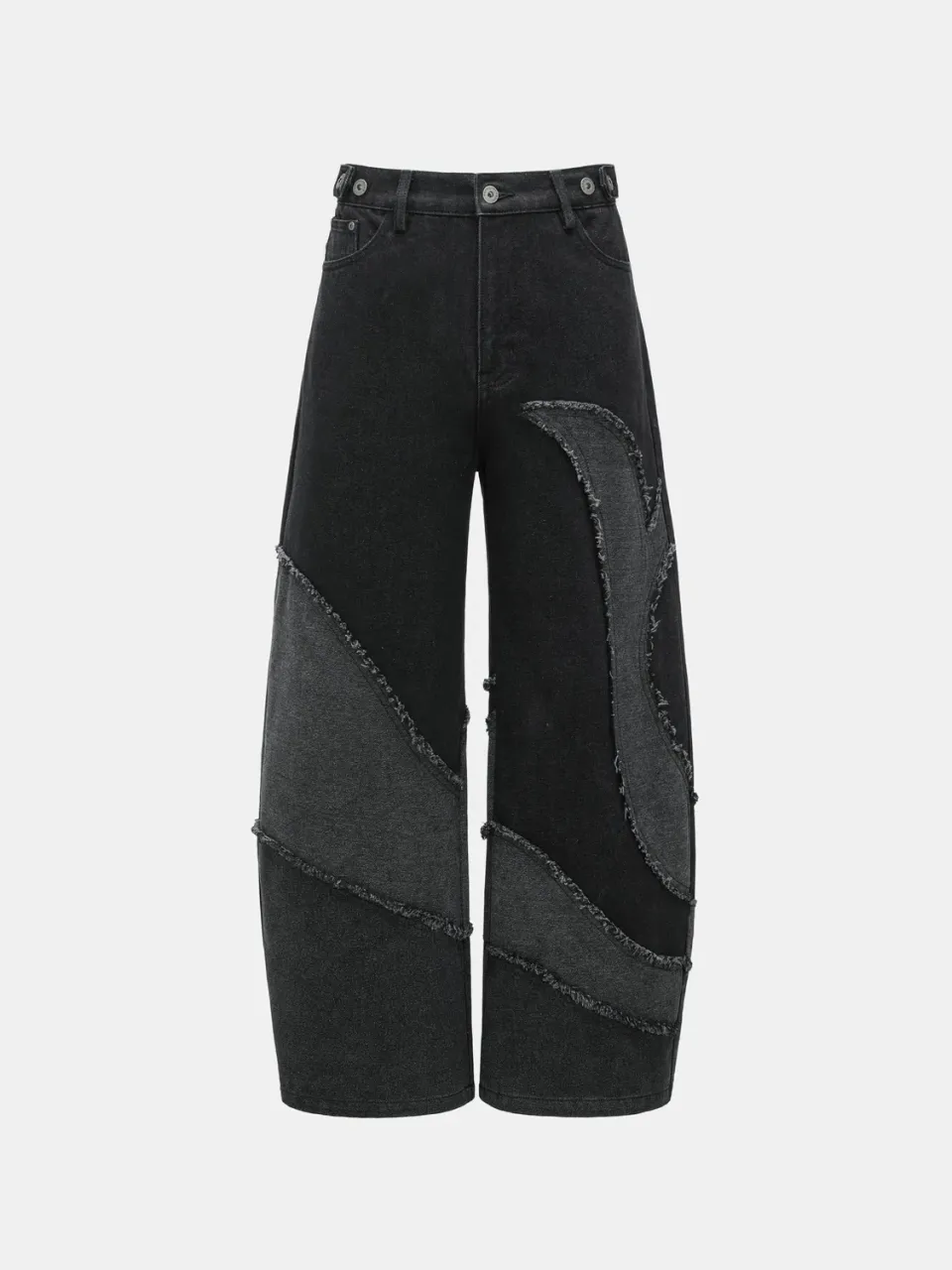 Feng Chen Wang Deconstructed Patchwork Jeans sort grå