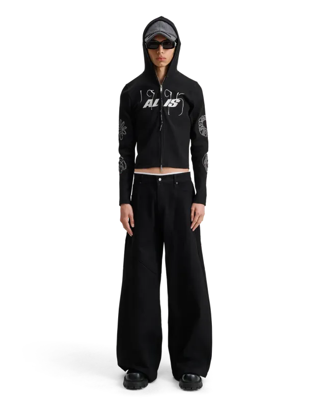 Alis Nortey hoodie sort lynlås cropped XS-XL