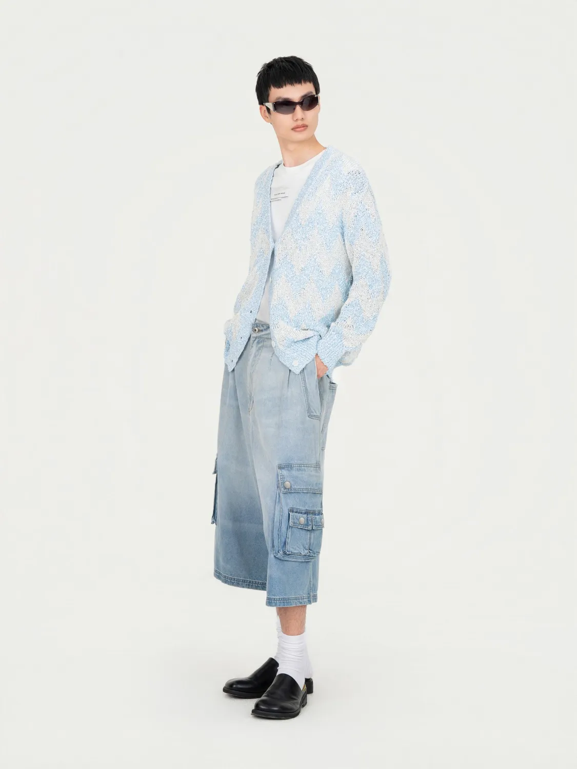 Feng Chen Wang Oversized Denim Cargo Trouser cargobukser blå