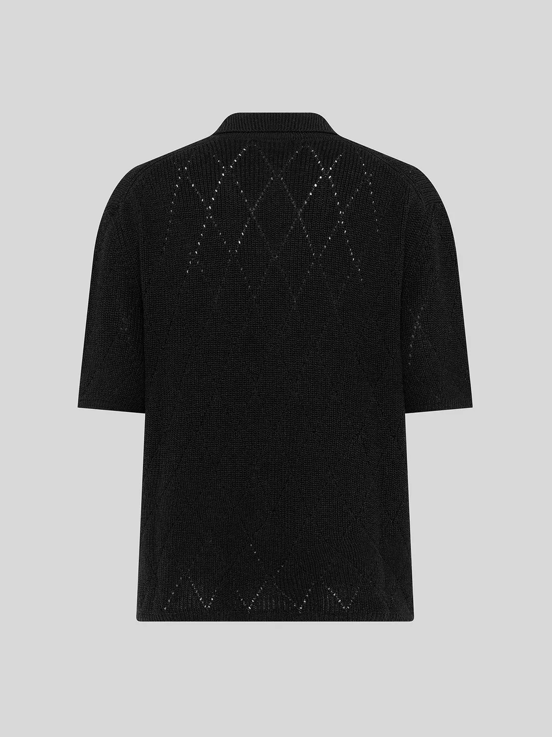 Laneus Knitted Shirt hullet skjorte sort bomuld
