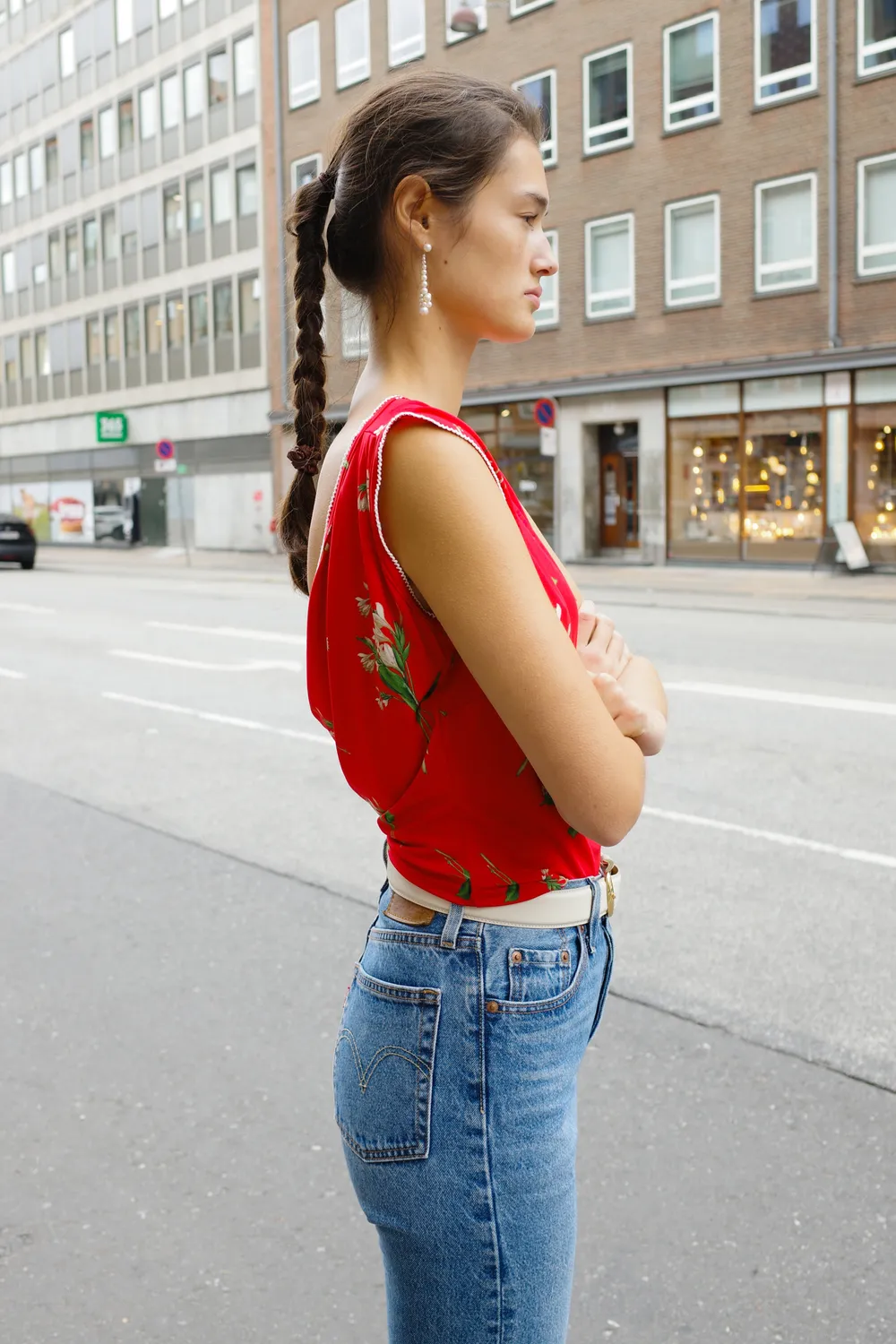 Caro Editions Alexa Top rød blomster viskose