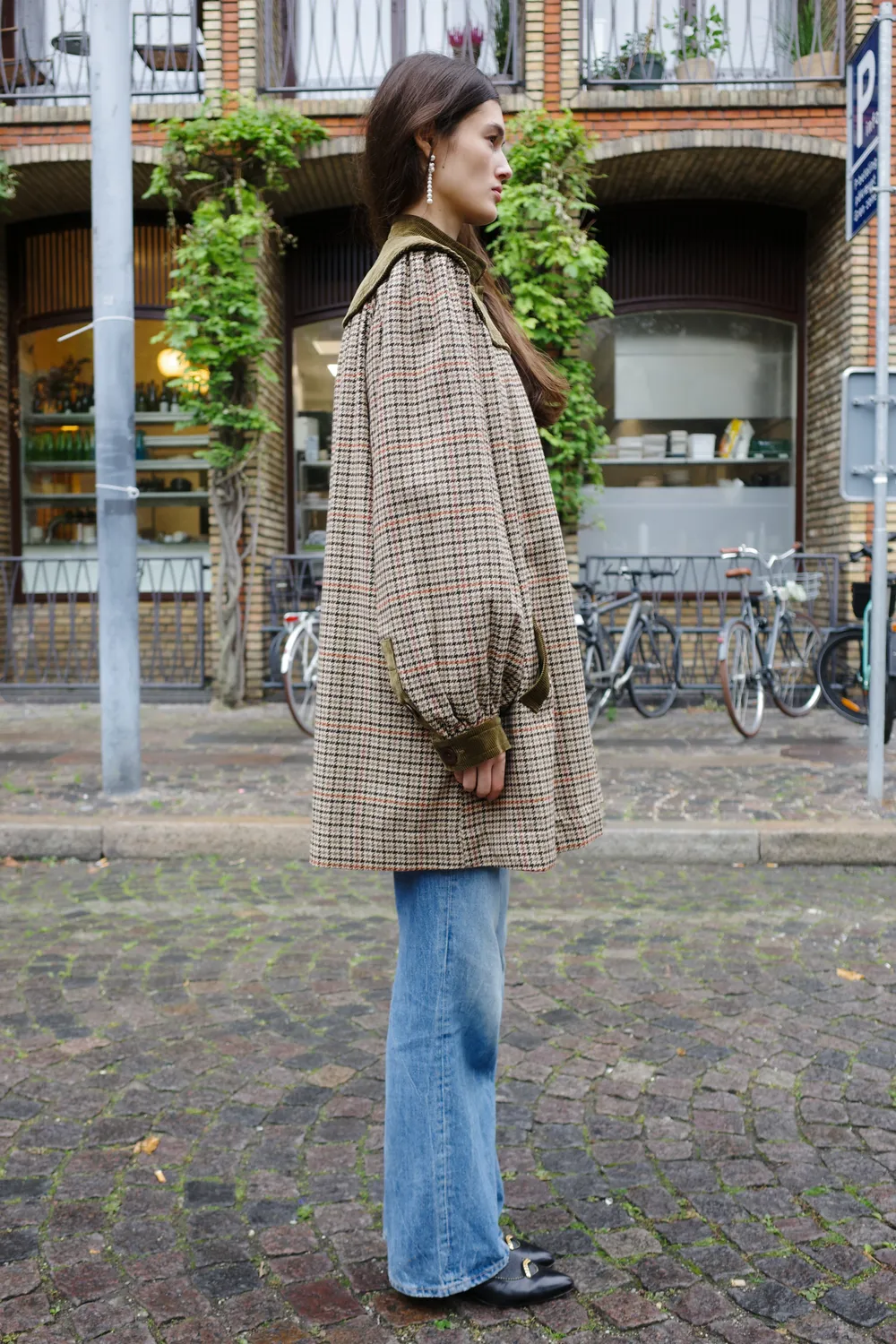 Caro Editions Caro Coat frakke brun grøn tern uld