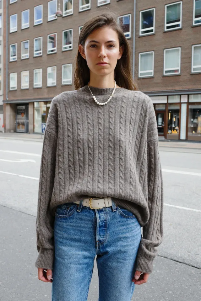 Caro Editions Cable-Knit Pullover brun cashmere
