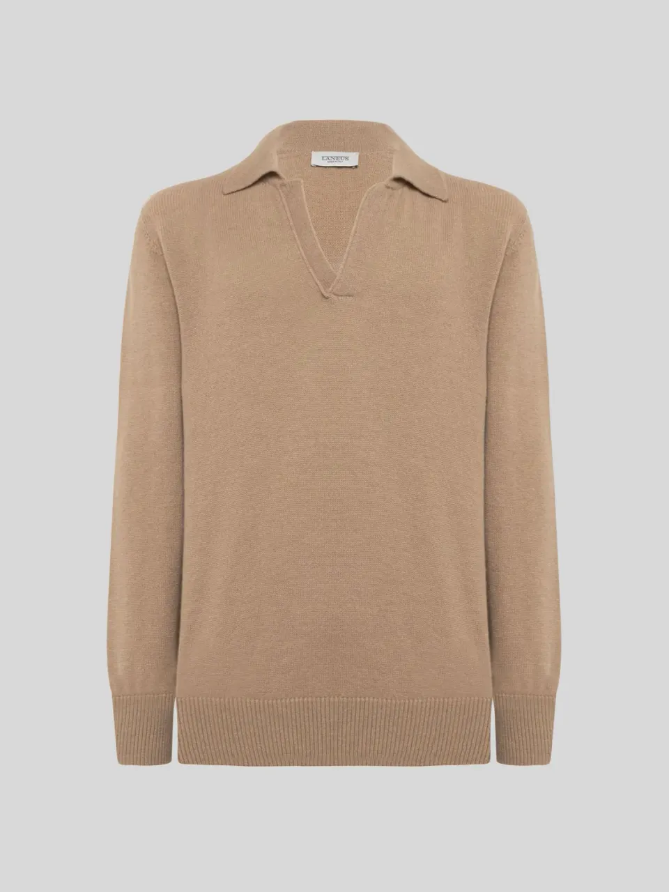 Laneus Wool Cashmere polo camel merino