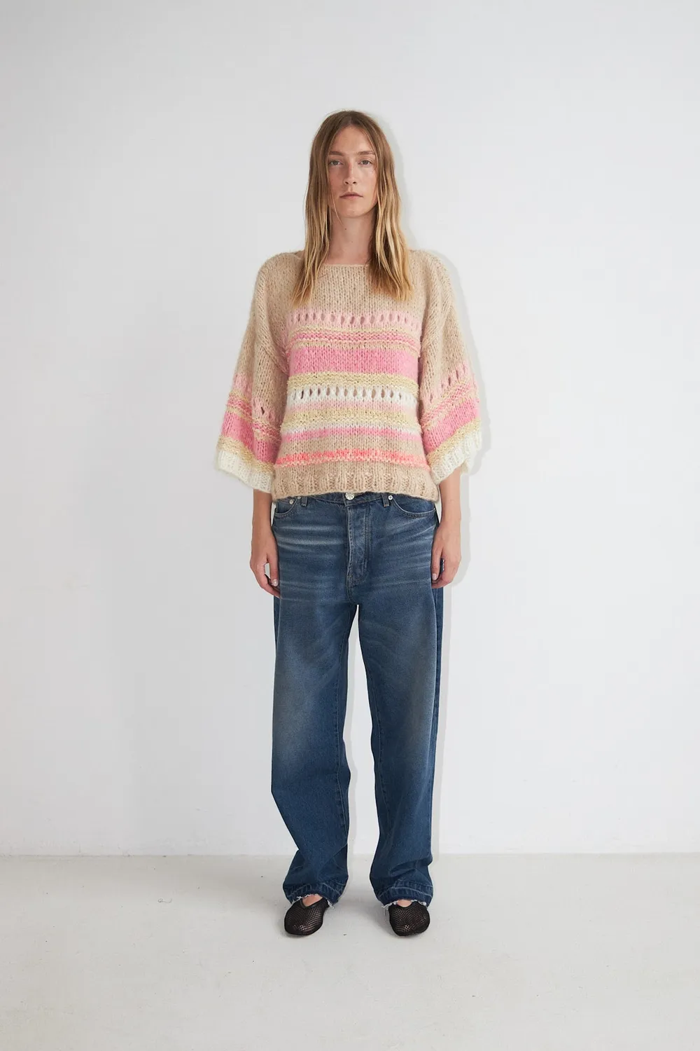DAWNXDARE Elvina pullover pink shade hulmønster