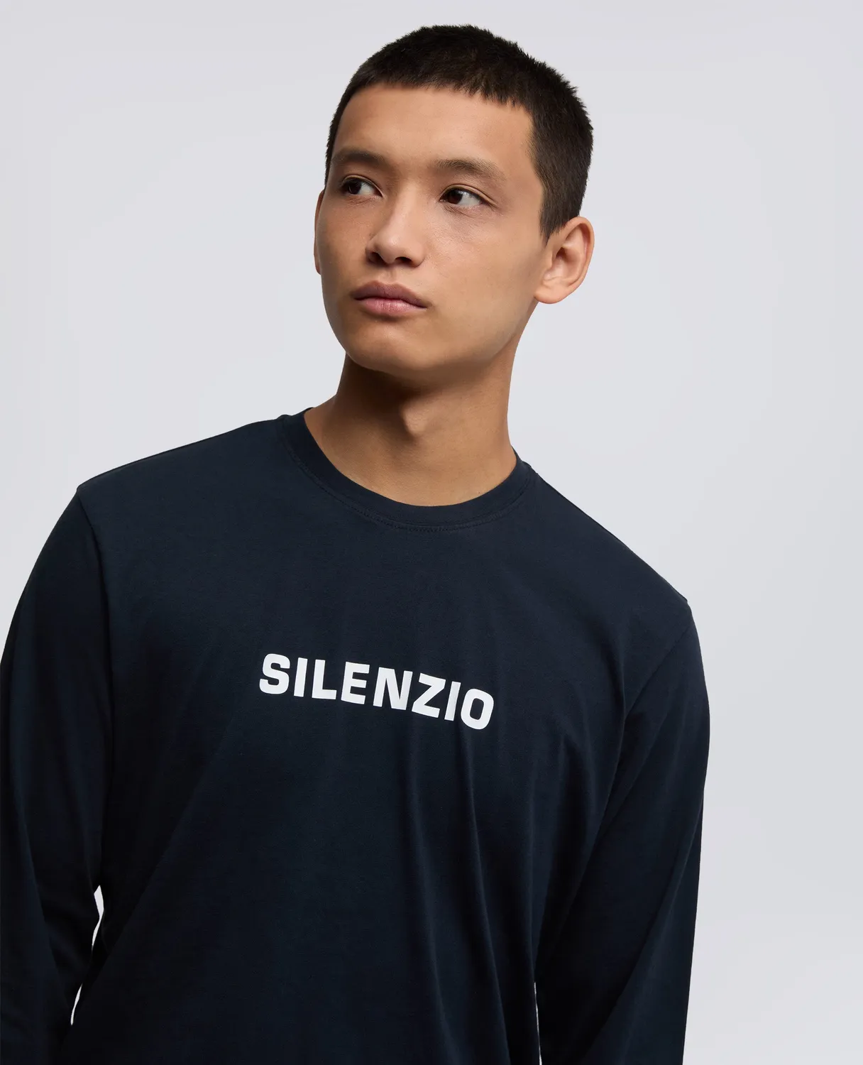 Aspesi Silenzio Langærmet T-shirt Navy bomuld