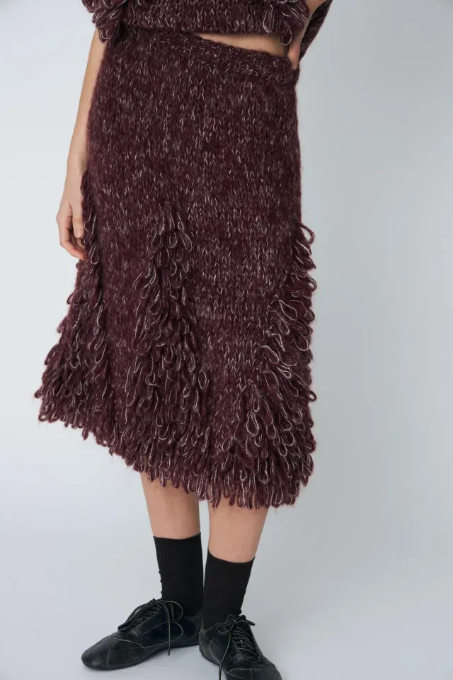 DAWNXDARE Edie 340 Raisin strikskørt mohair