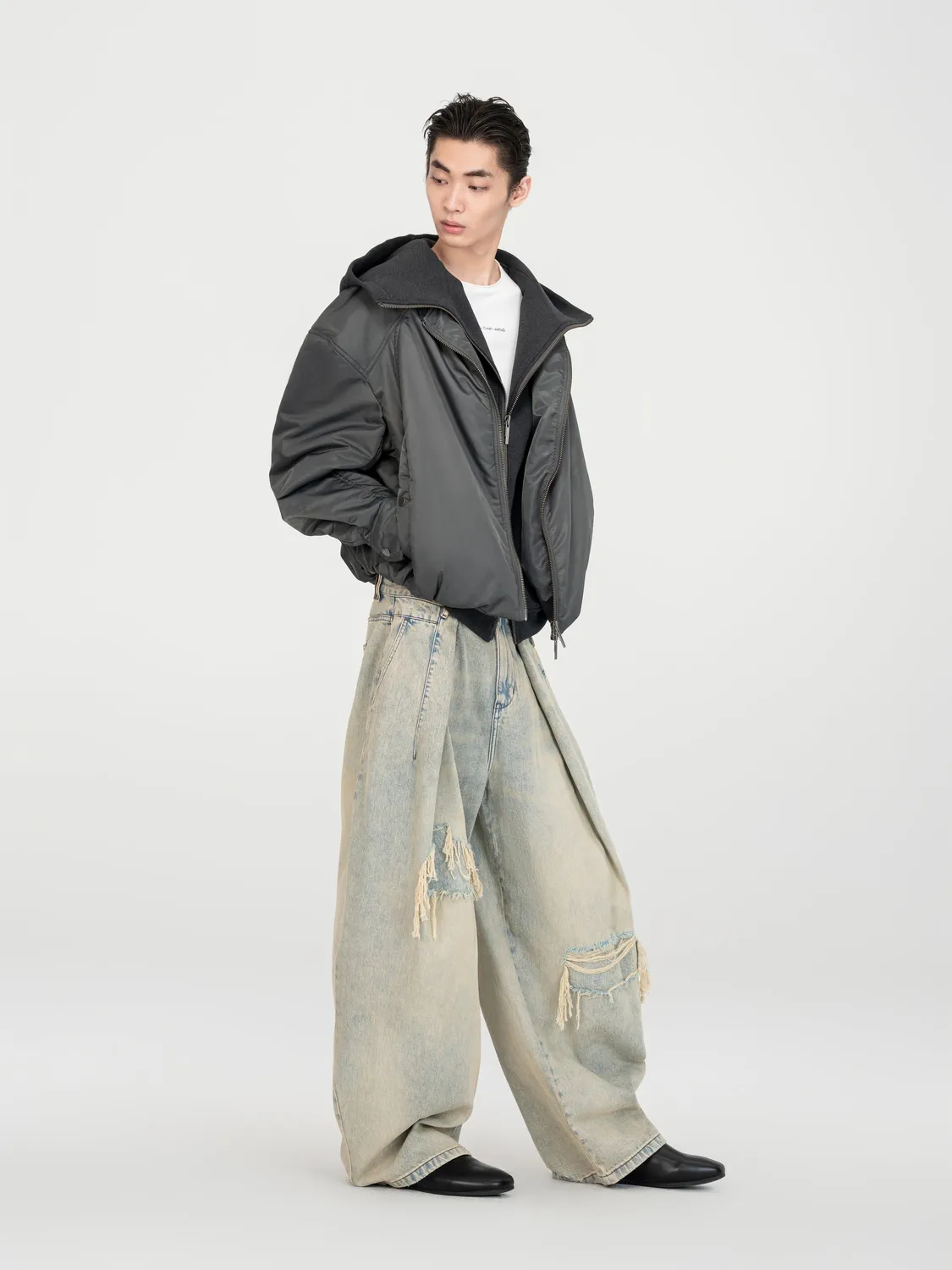 Feng Chen Wang deconstructed jeans lyseblå