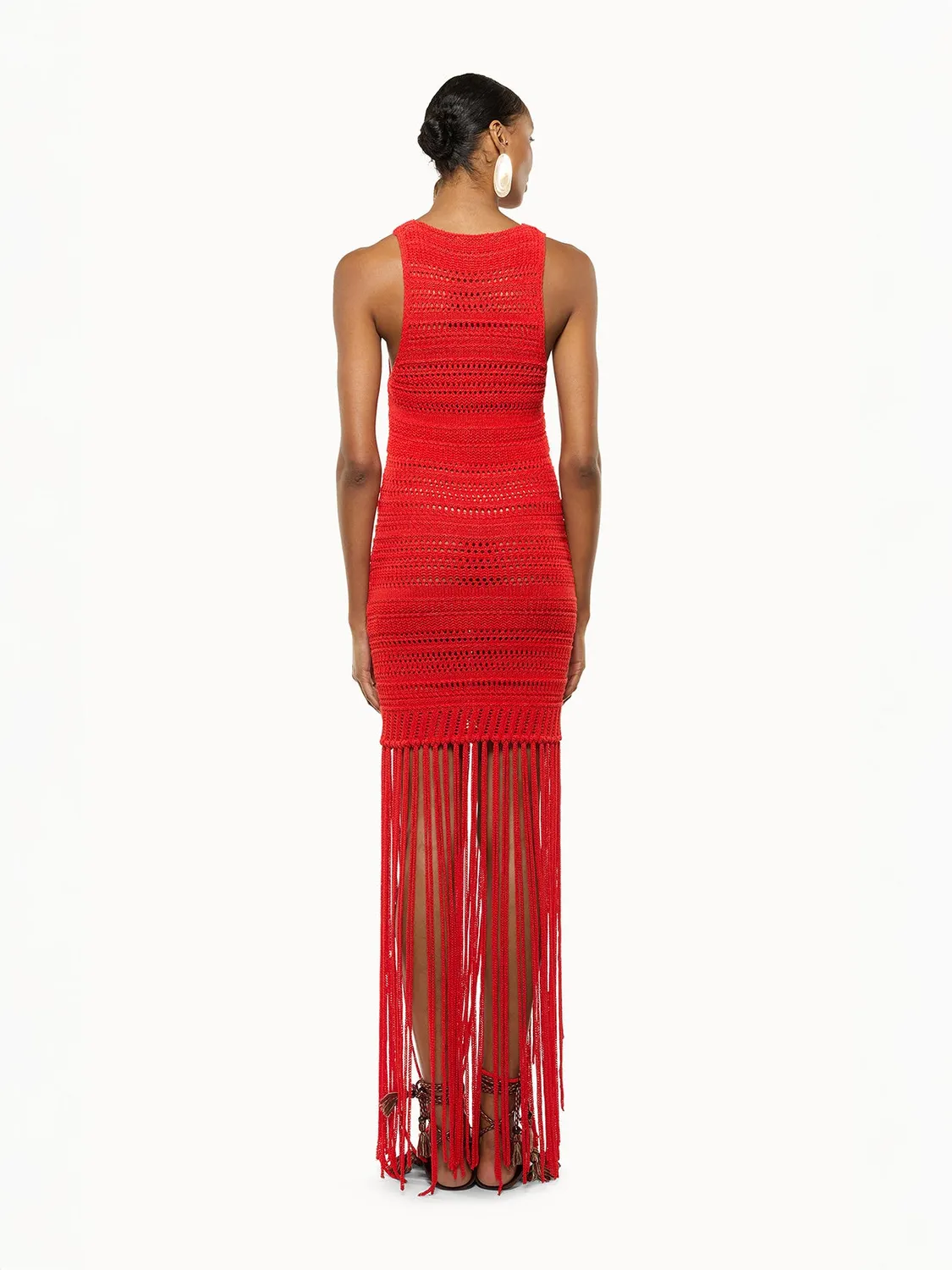 Laneus Fringed Dress kjole rød med frynser