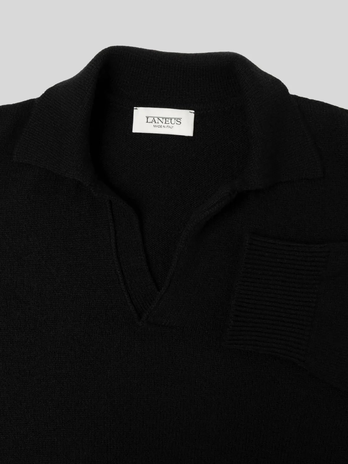 Laneus Wool Cashmere polo sort merino herre