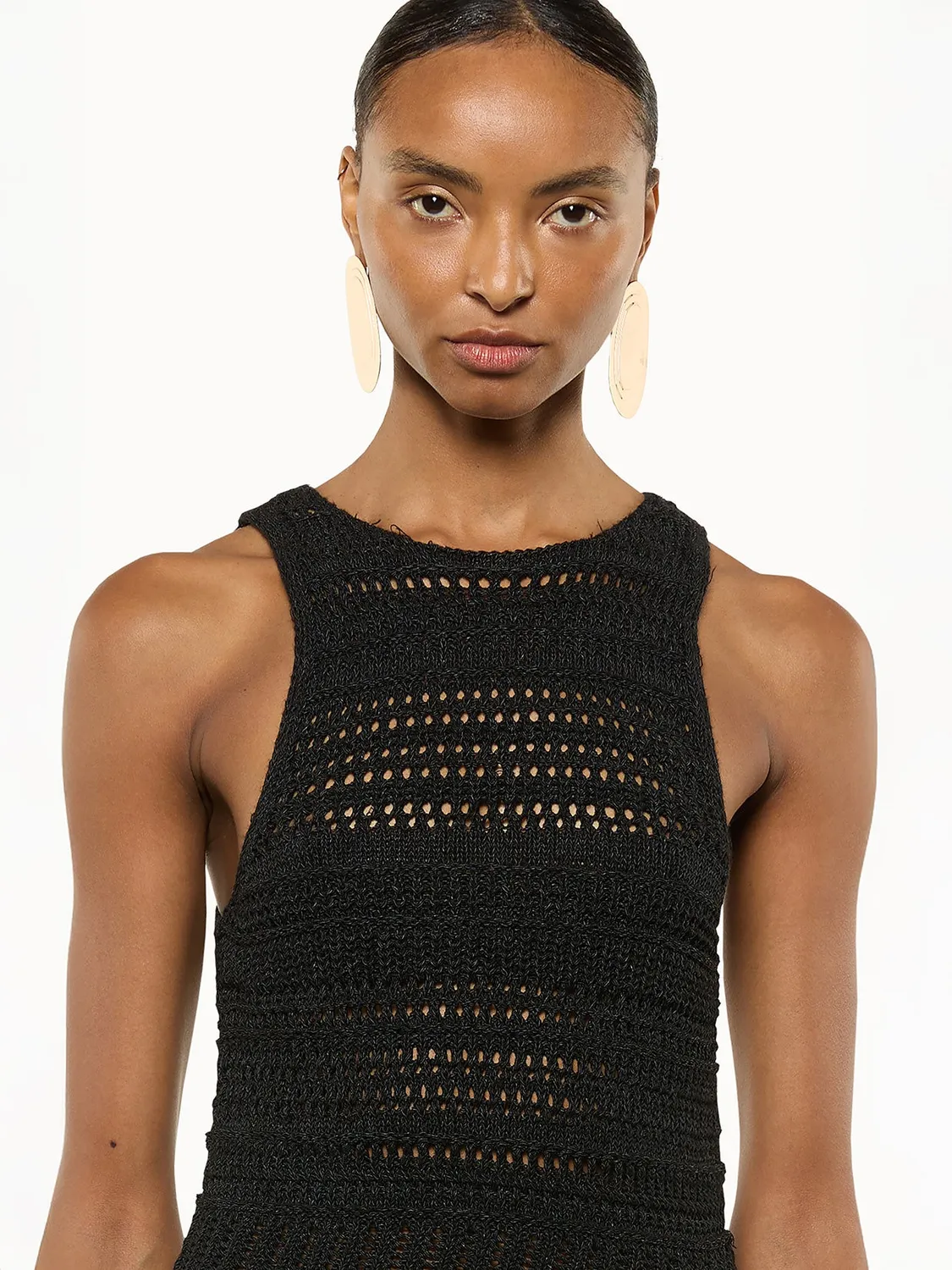 Laneus Fringed top sort viskose frynser