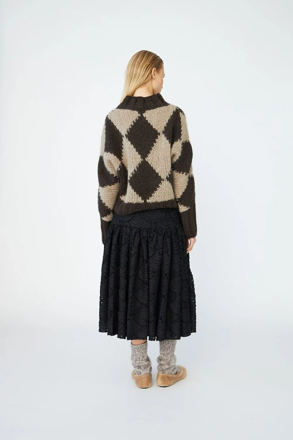 DAWNXDARE Erica Diamond strikpullover 856 mocca tern
