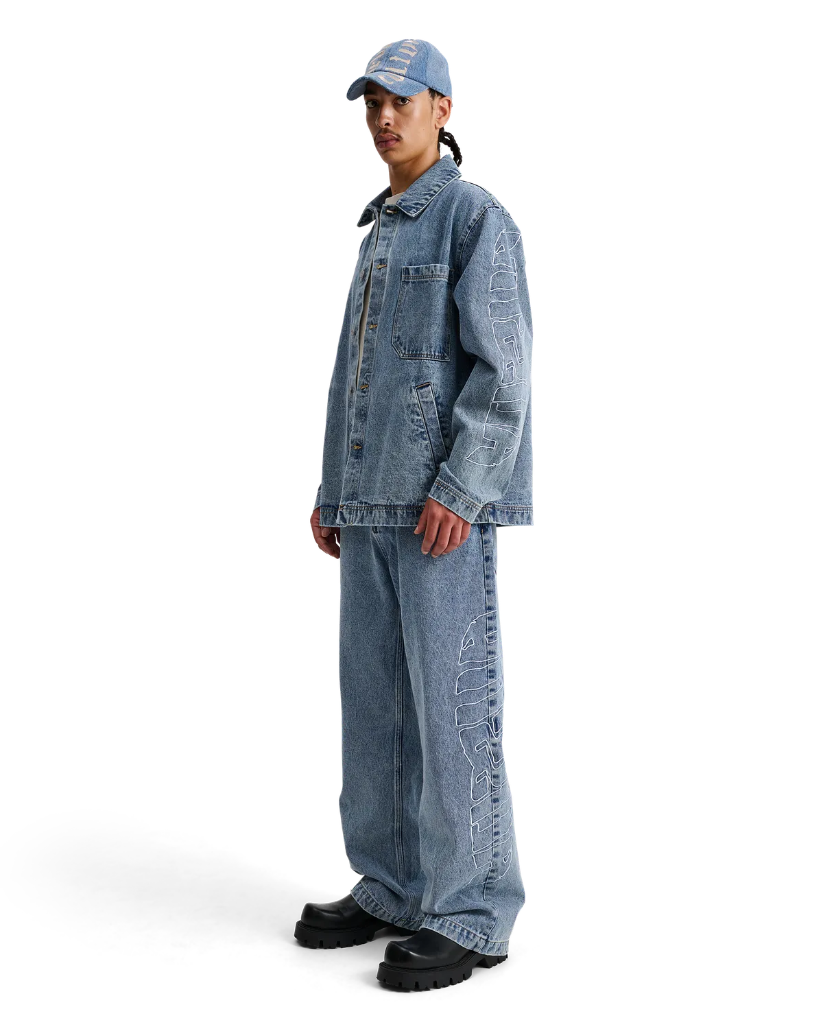Alis Koston kasket Washed Light Blue broderi