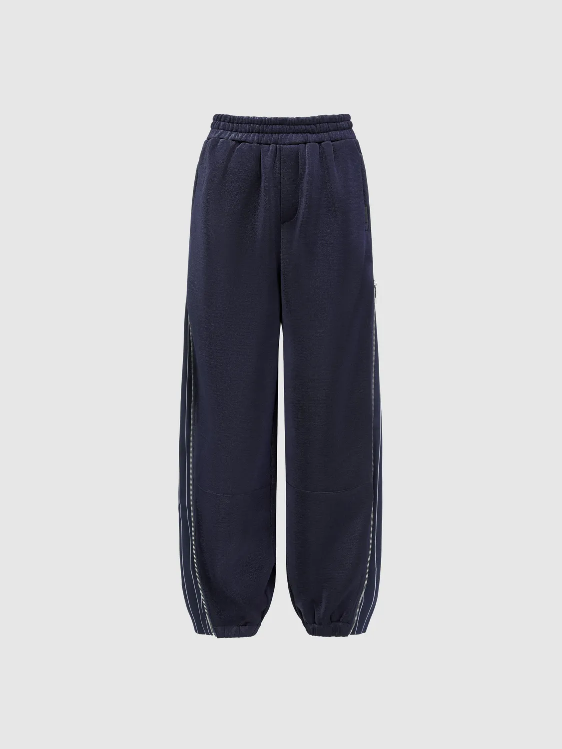 Feng Chen Wang Navy Subtle Shimmer Striped Panel bukser navy stribet