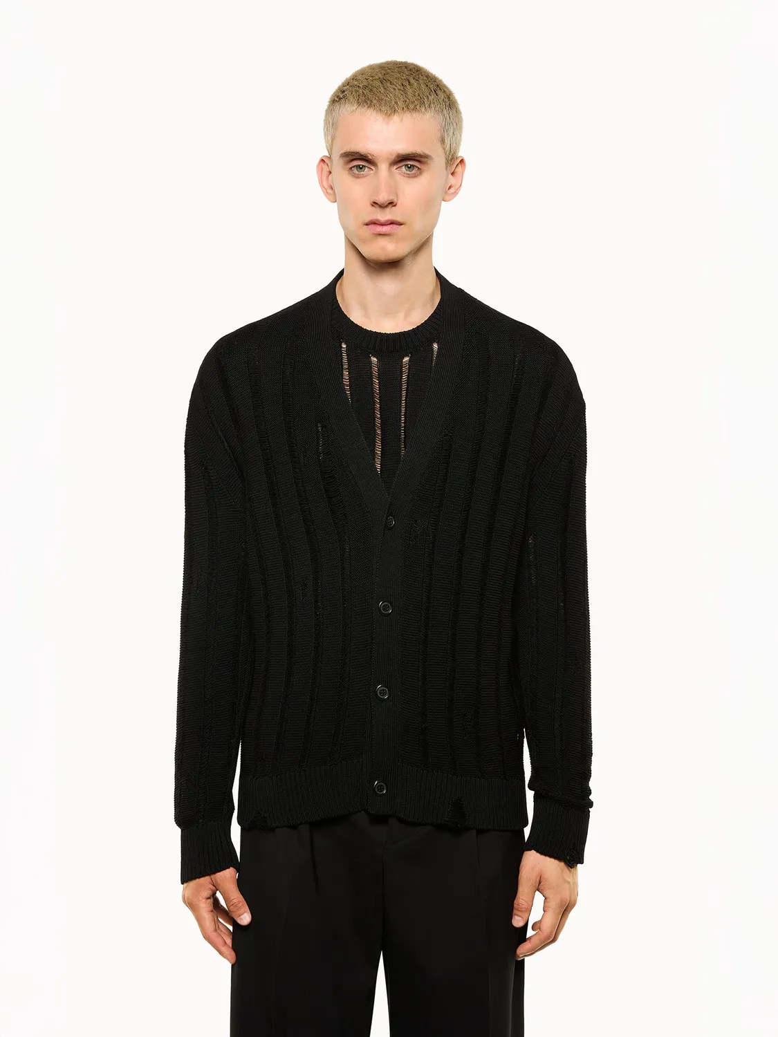 Laneus Knit Cardigan strikcardigan sort økologisk bomuld