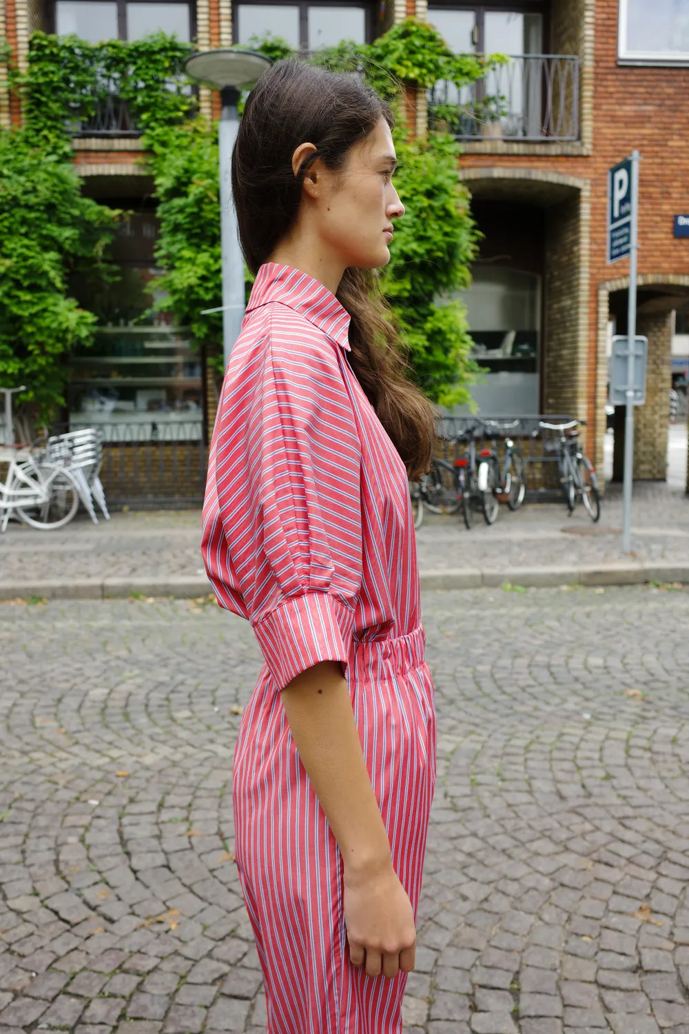 Caro Editions Lisbeth bluse rød navy stribet bomuld