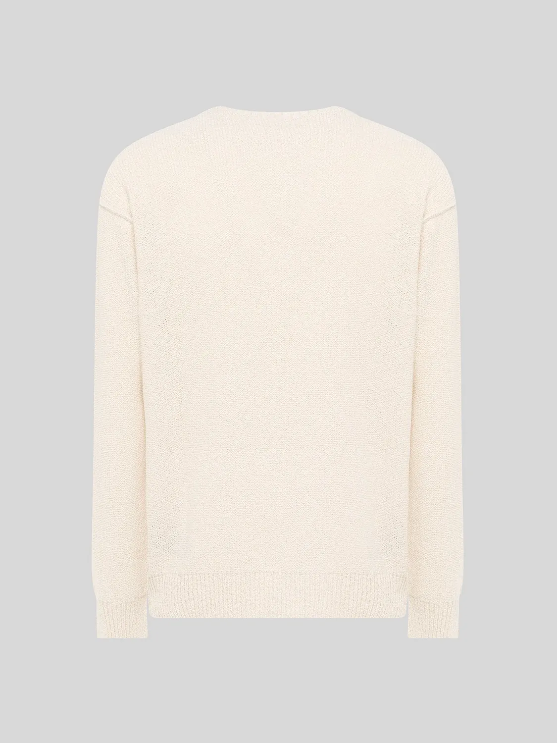 Laneus Cashmere and Silk Crew Neck Sweater strik creme cashmere