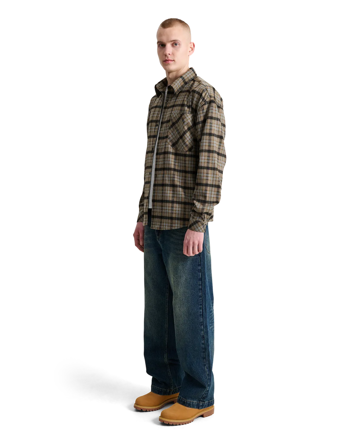 Alis Syril oversized skjorte sand/blå ternet