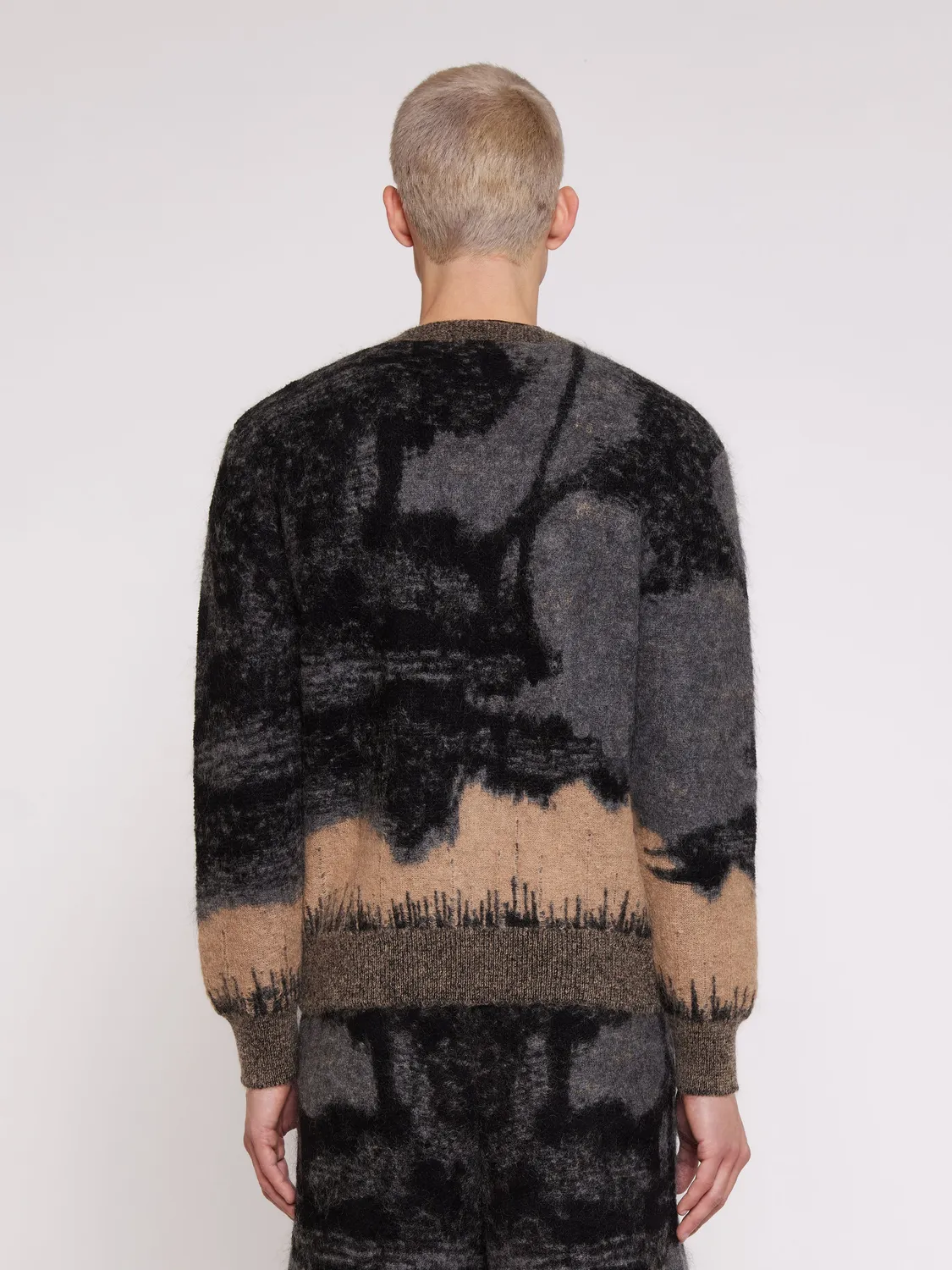 Laneus Cardigan Brushed Mohair Jacquard cardigan mohair