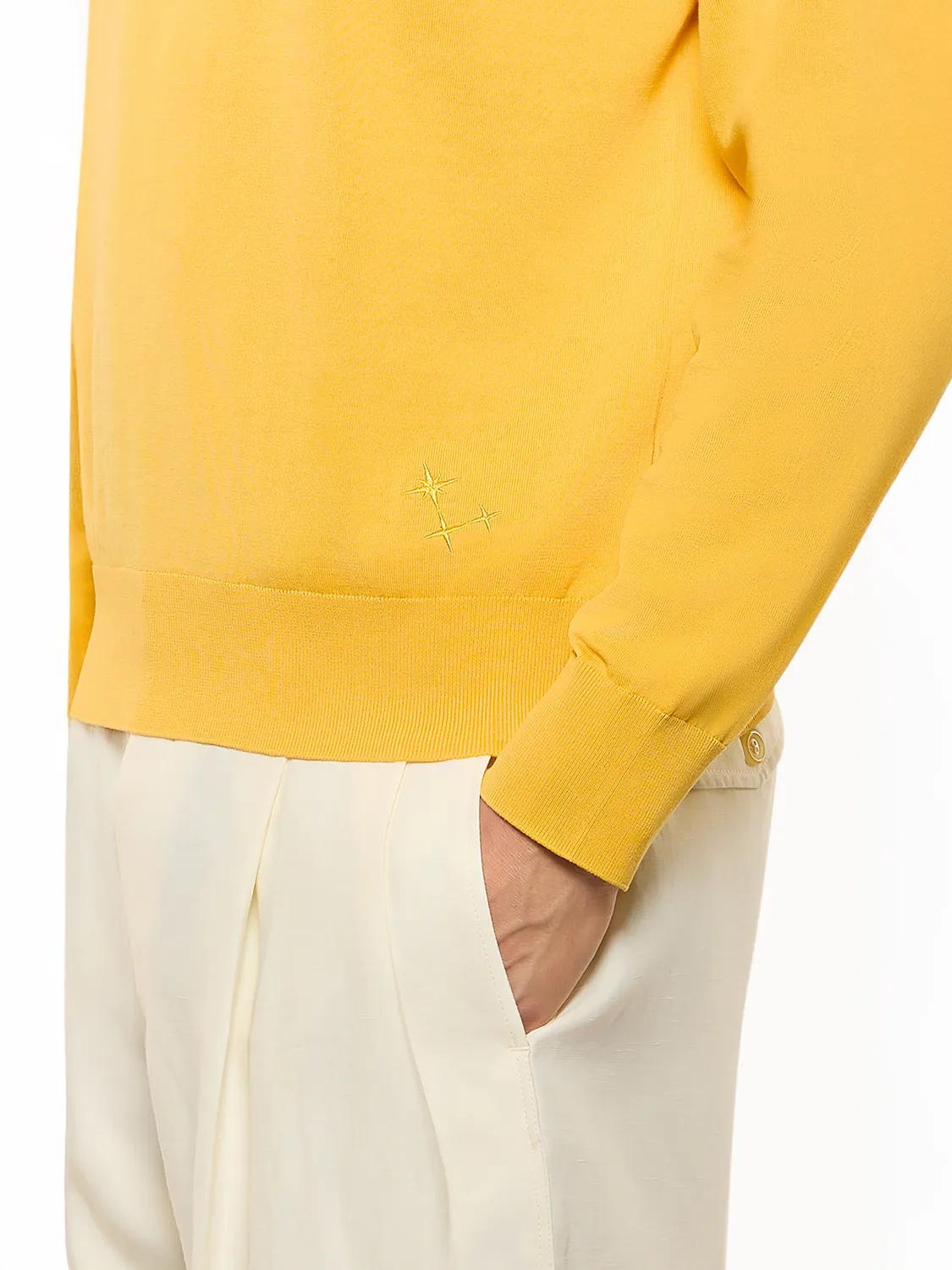 Laneus Cotton Crew striktrøje saffron bomuld