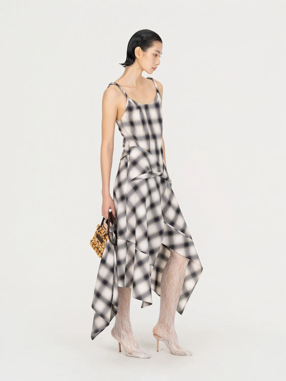 Feng Chen Wang Twisted Drape Dress ternet stropkjole