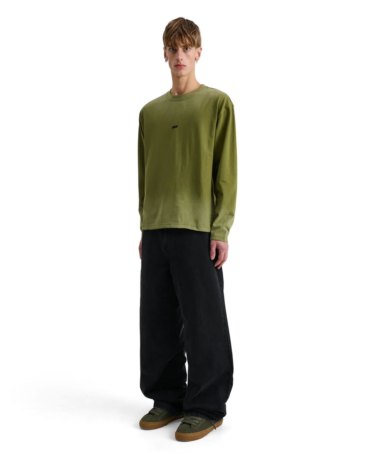Alis Joshua longsleeve falmet oliv bomuld