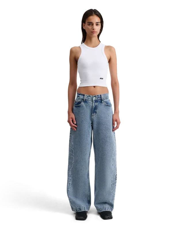 Alis Bam wide fit jeans lyseblå broderi bomuld