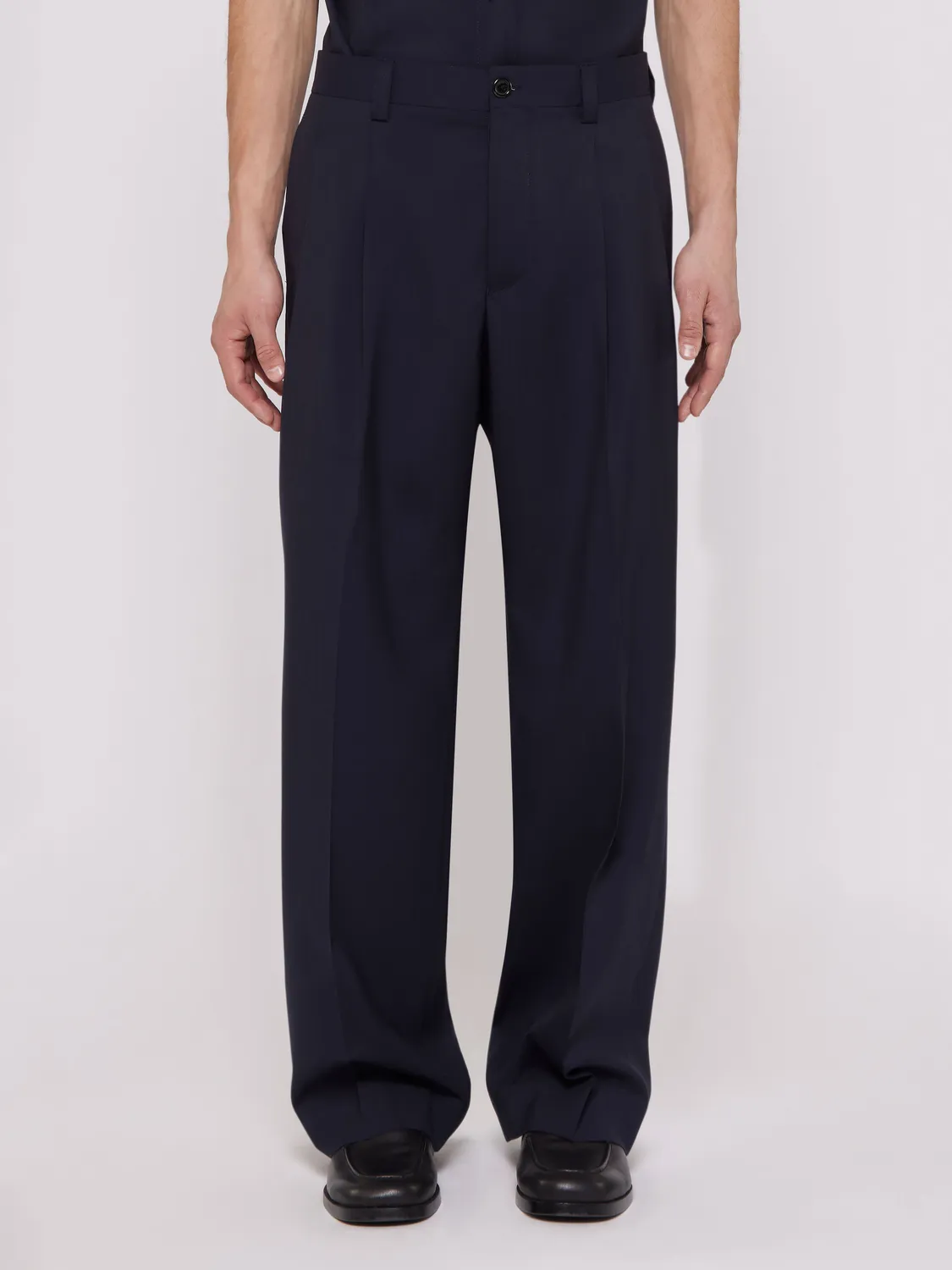 Laneus wide-leg uld bukser navy fresco 44-54
