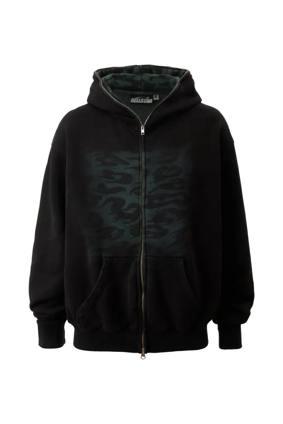 Hellstar Overdye Cheetah zip-hoodie grøn fleece