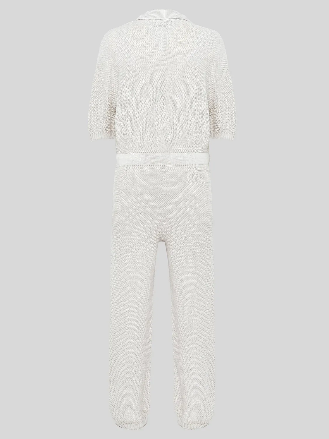 Laneus Knit jumpsuit creme bomuld bindebælte