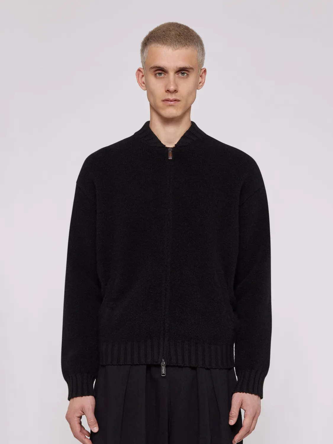 Laneus Bomber Over Knitwear bomberjakke sort uld
