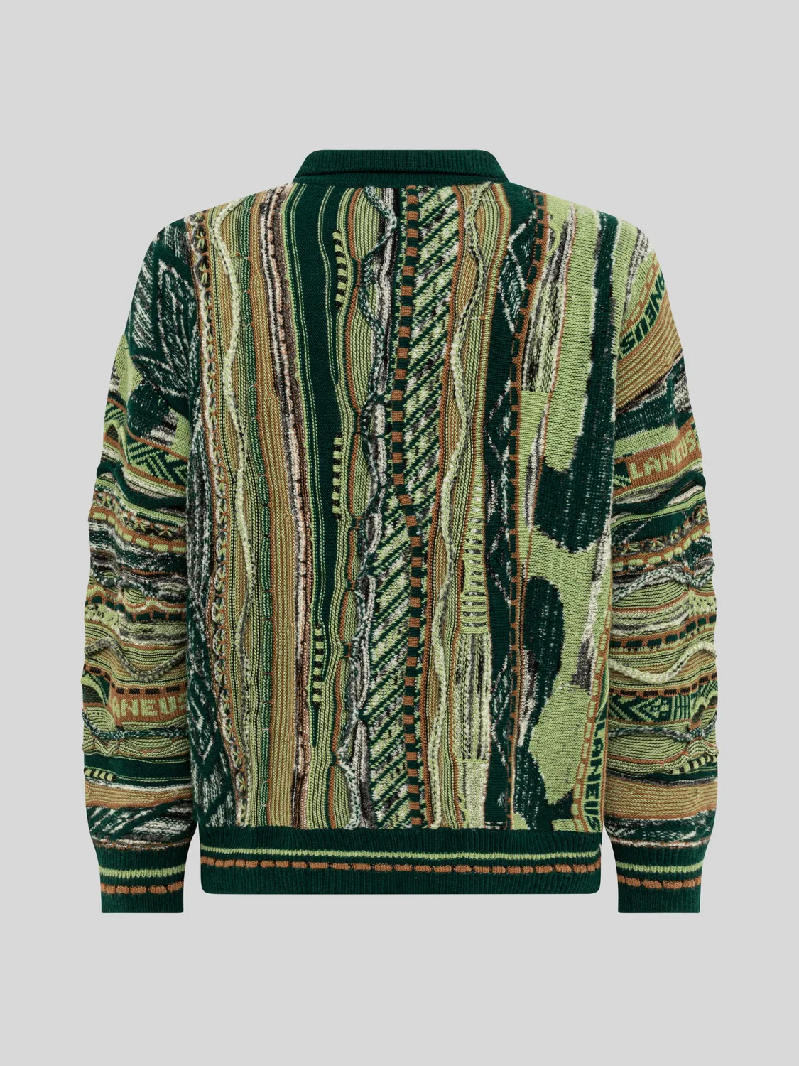 Laneus Boxy Jacquard Cardigan strikjakke grøn merino