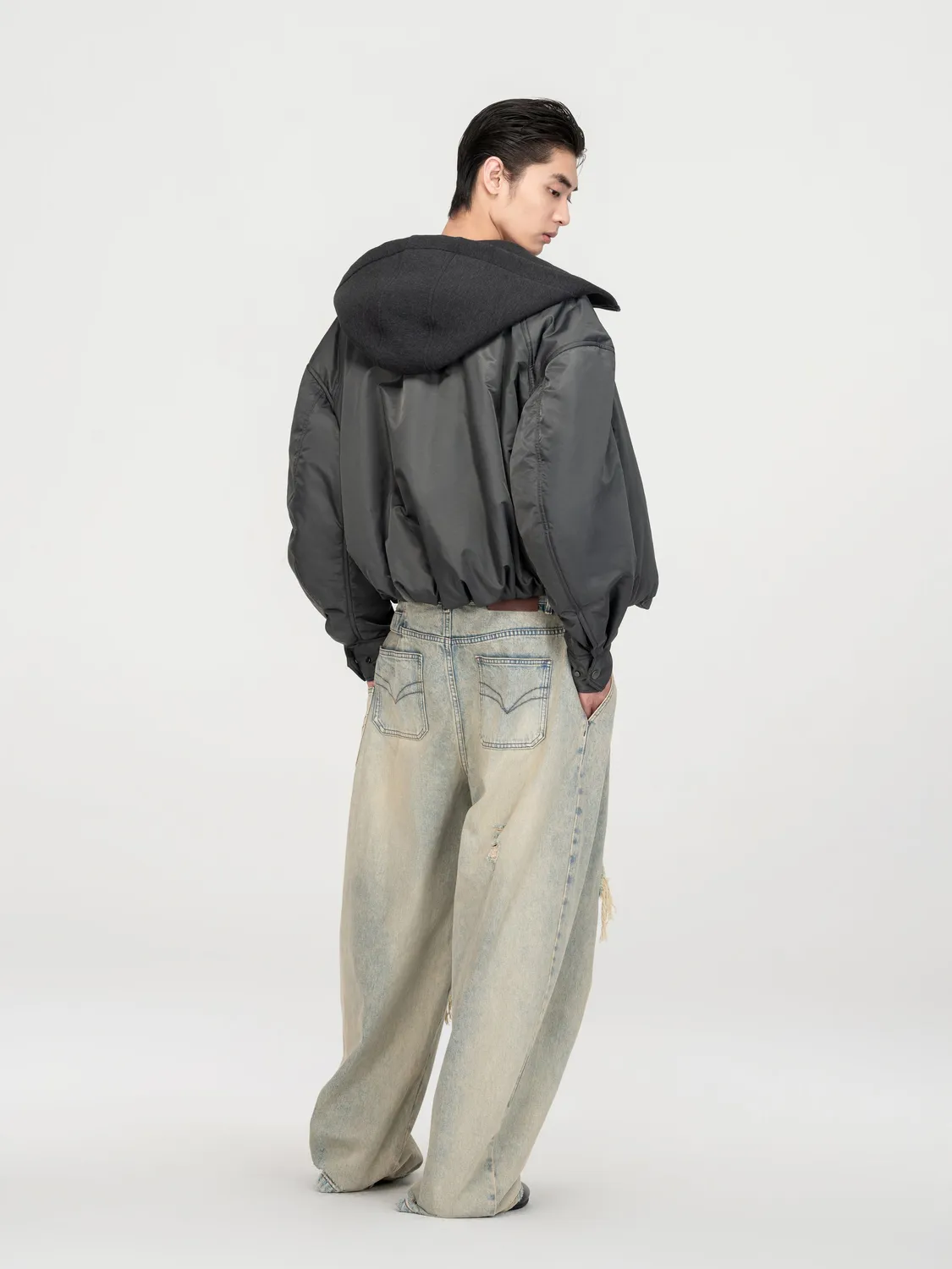 Feng Chen Wang Grey Two-in-One nylon vinterjakke grå