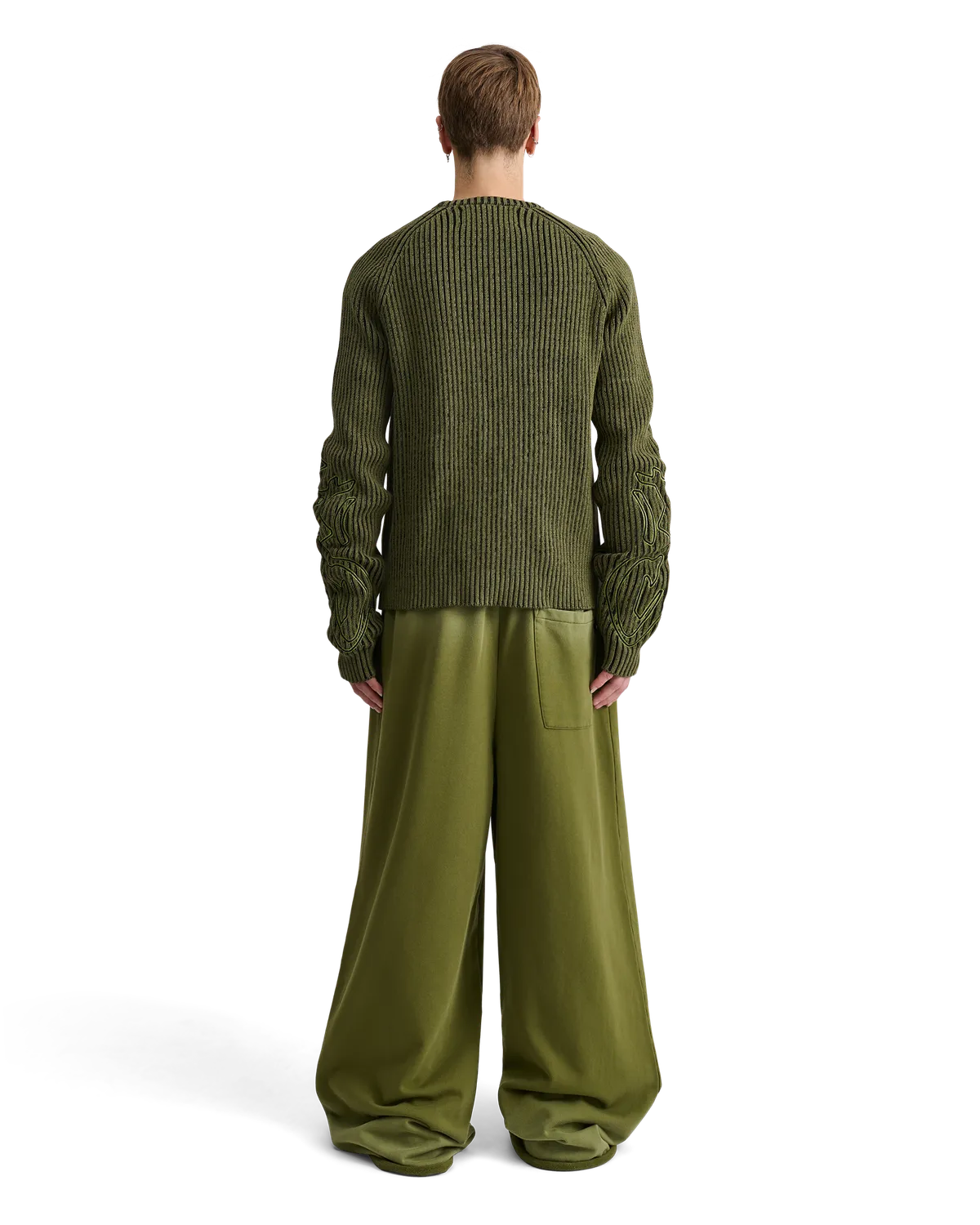 Alis Aria Knit striktrøje oliven broderi