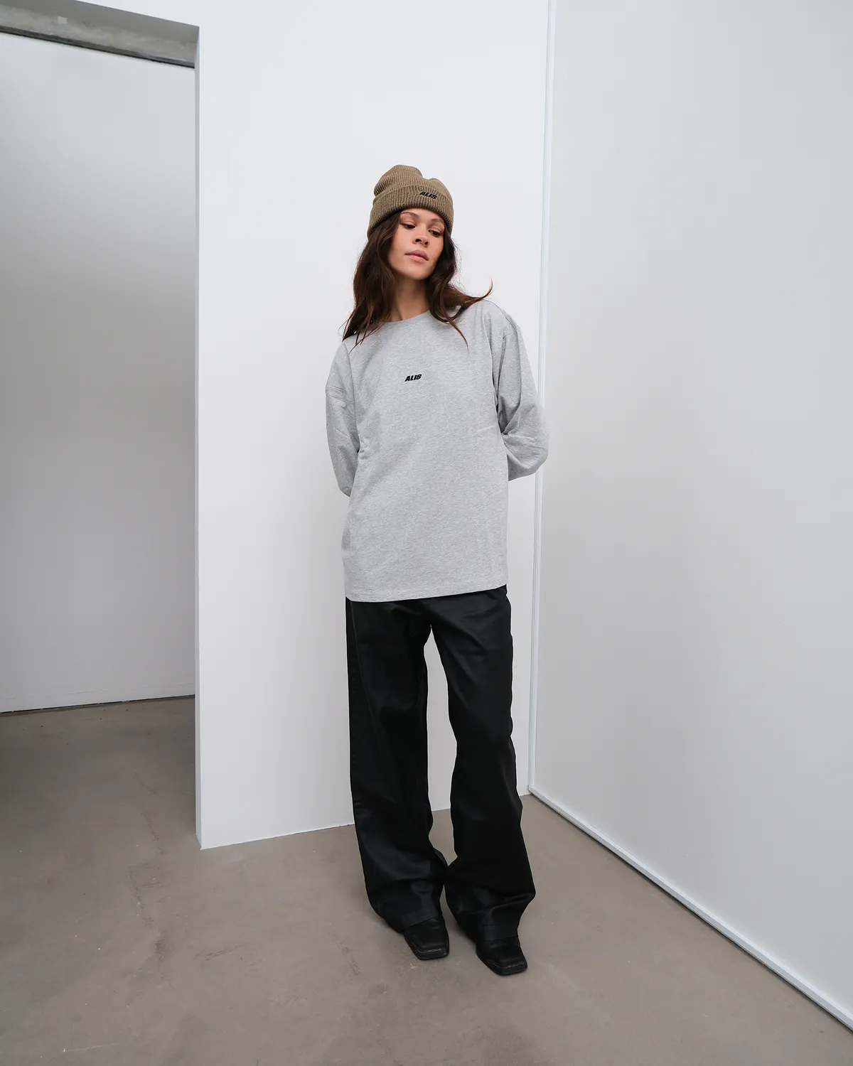 Alis Joshua langærmet t-shirt Grey Melange bomuld