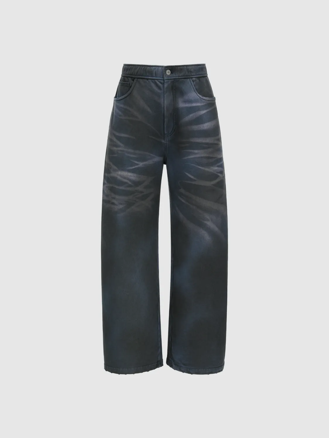 Feng Chen Wang Dark Navy Washed Spray-Dyed bukser relaxed fit