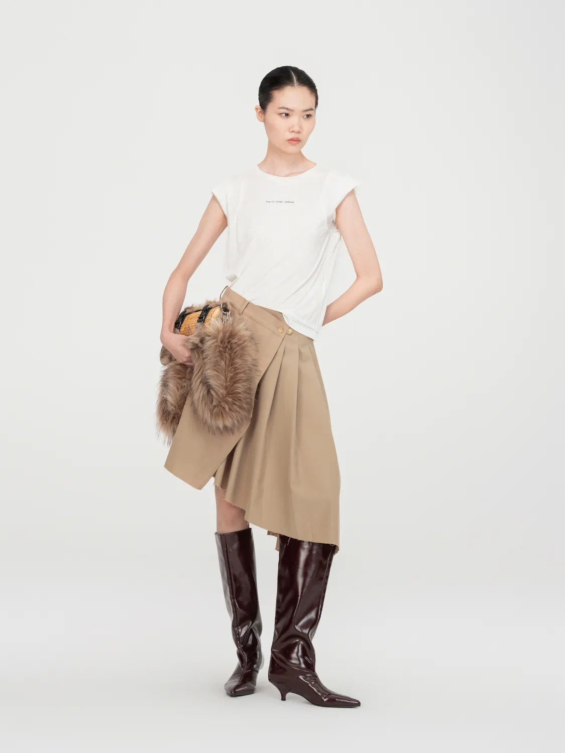 Feng Chen Wang Wrap nederdel khaki midi slå-om