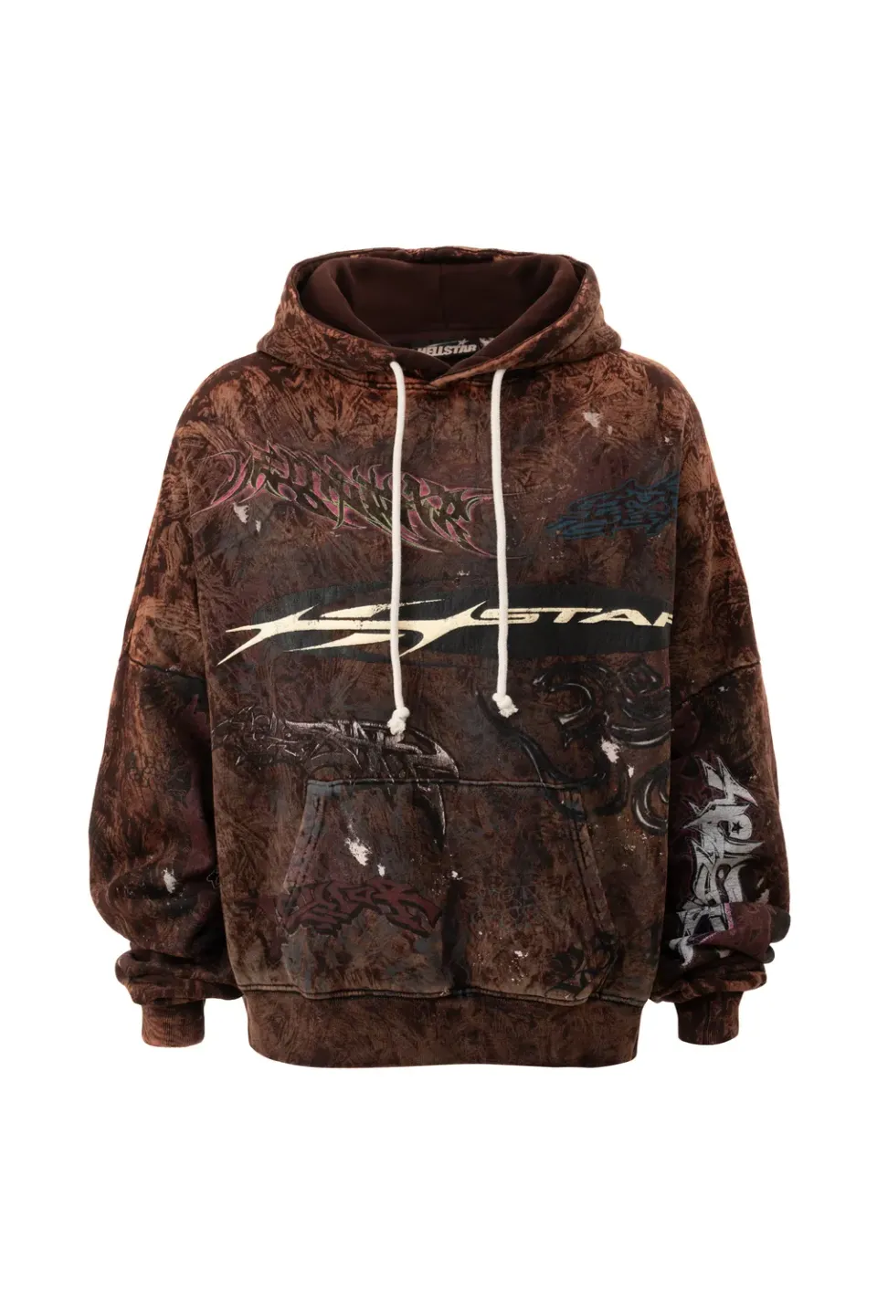 Hellstar HStar Graffiti hoodie brun oversized fleece