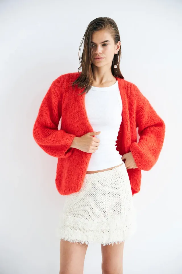 DAWNXDARE GINA strikcardigan chili håndstrikket