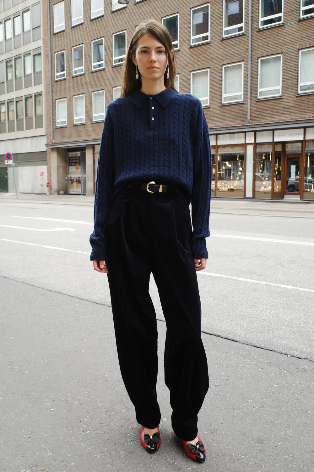 Caro Editions Cable-Knit Polo poloskjorte navy cashmere
