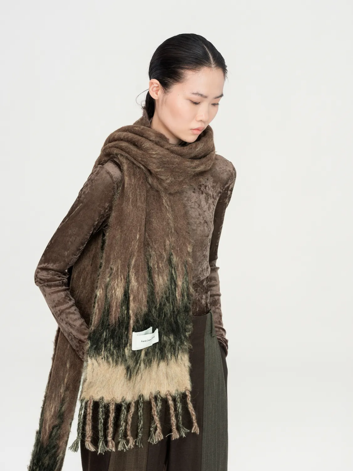 Feng Chen Wang Gradient Jacquard tørklæde blå OS