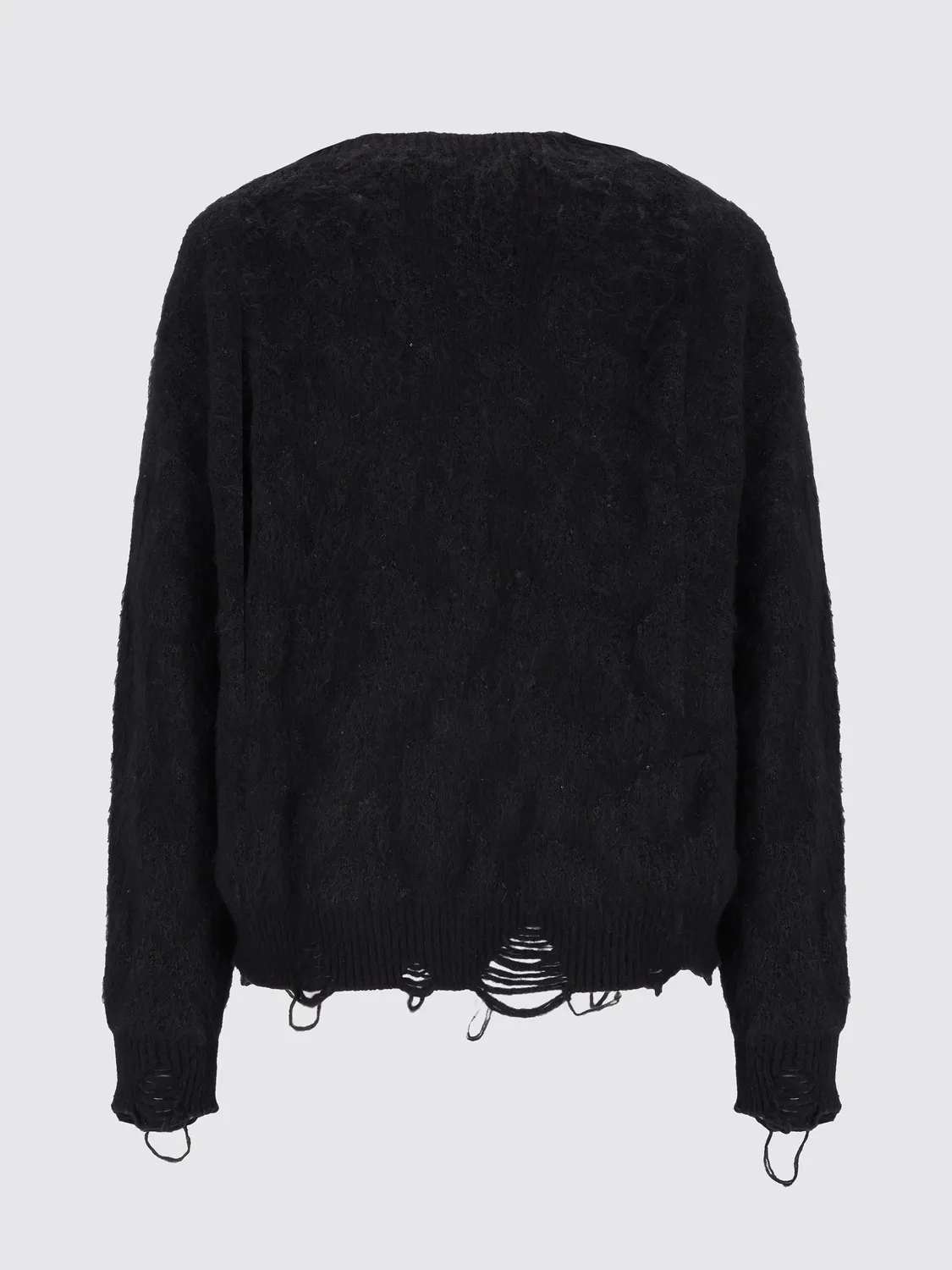 Laneus Knitted Leopard Jacquard Cardigan Black Spotted mohair