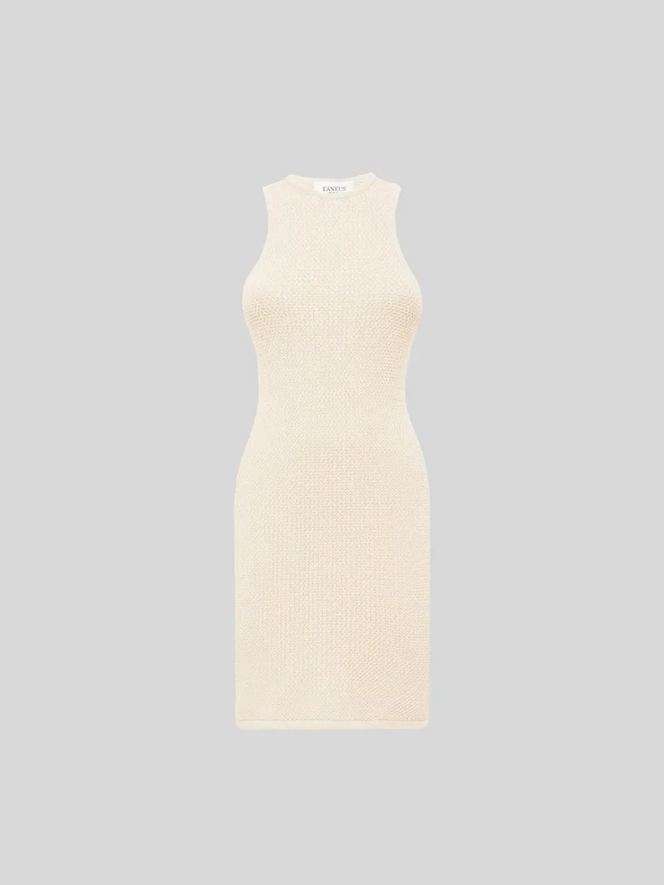Laneus Knit Mini strikkjole creme bomuld slim
