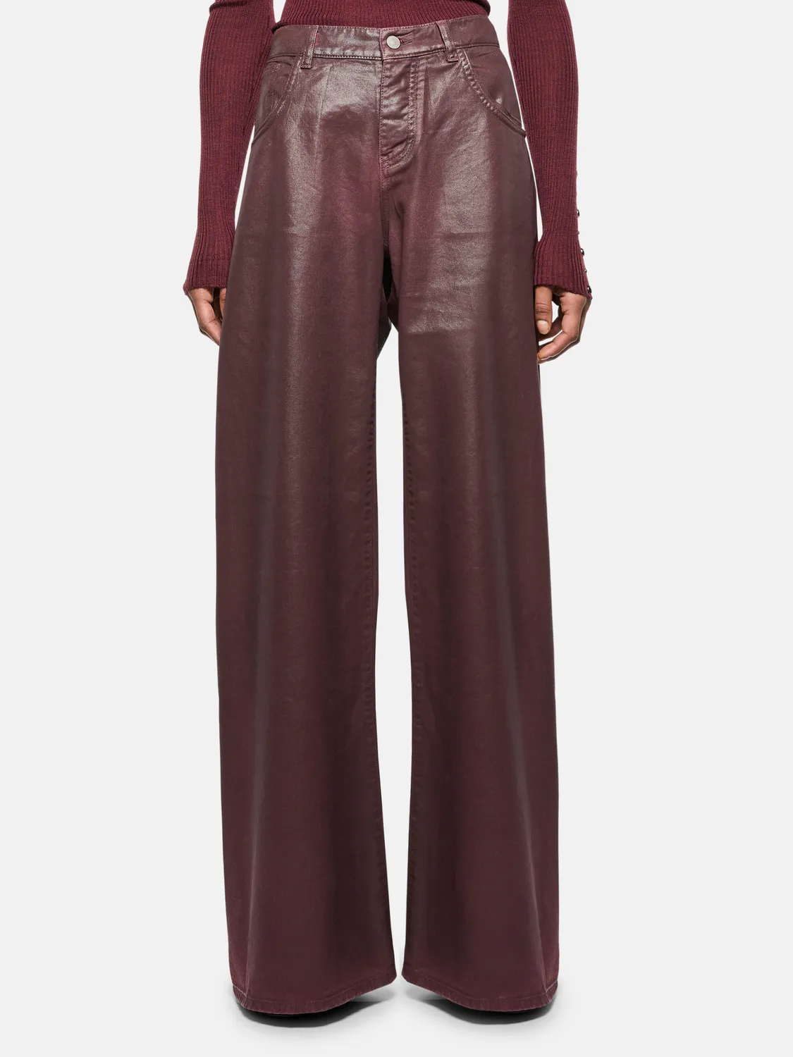 Laneus Baggy jeans bordeaux coated bomuld